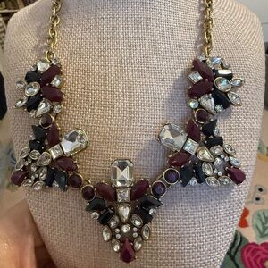 J. Crew Gold and Burgundy Statement Necklace